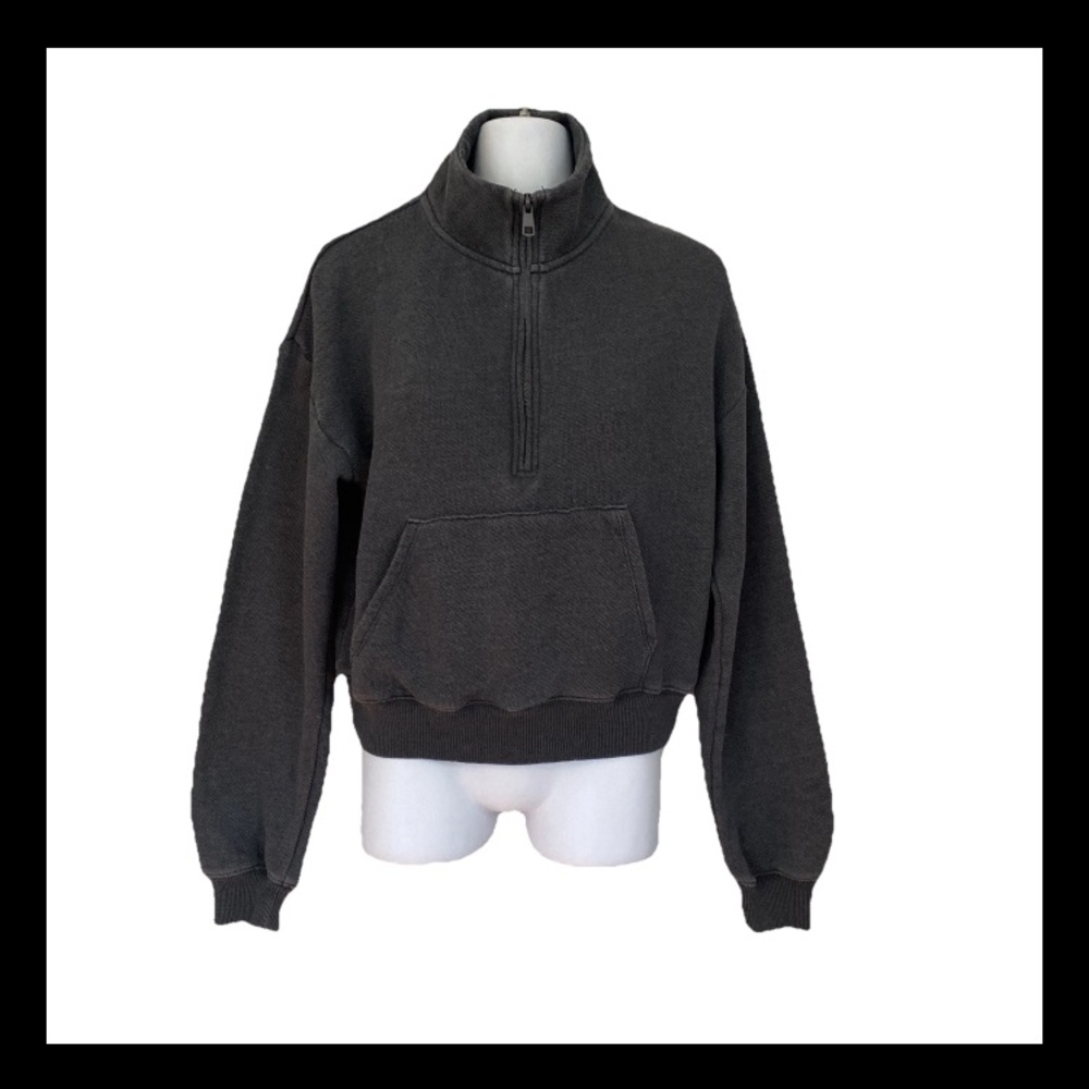American Eagle Cropped Pullover Fleece 1/4 Zip Sweatshirt Size XS Grunge Utility